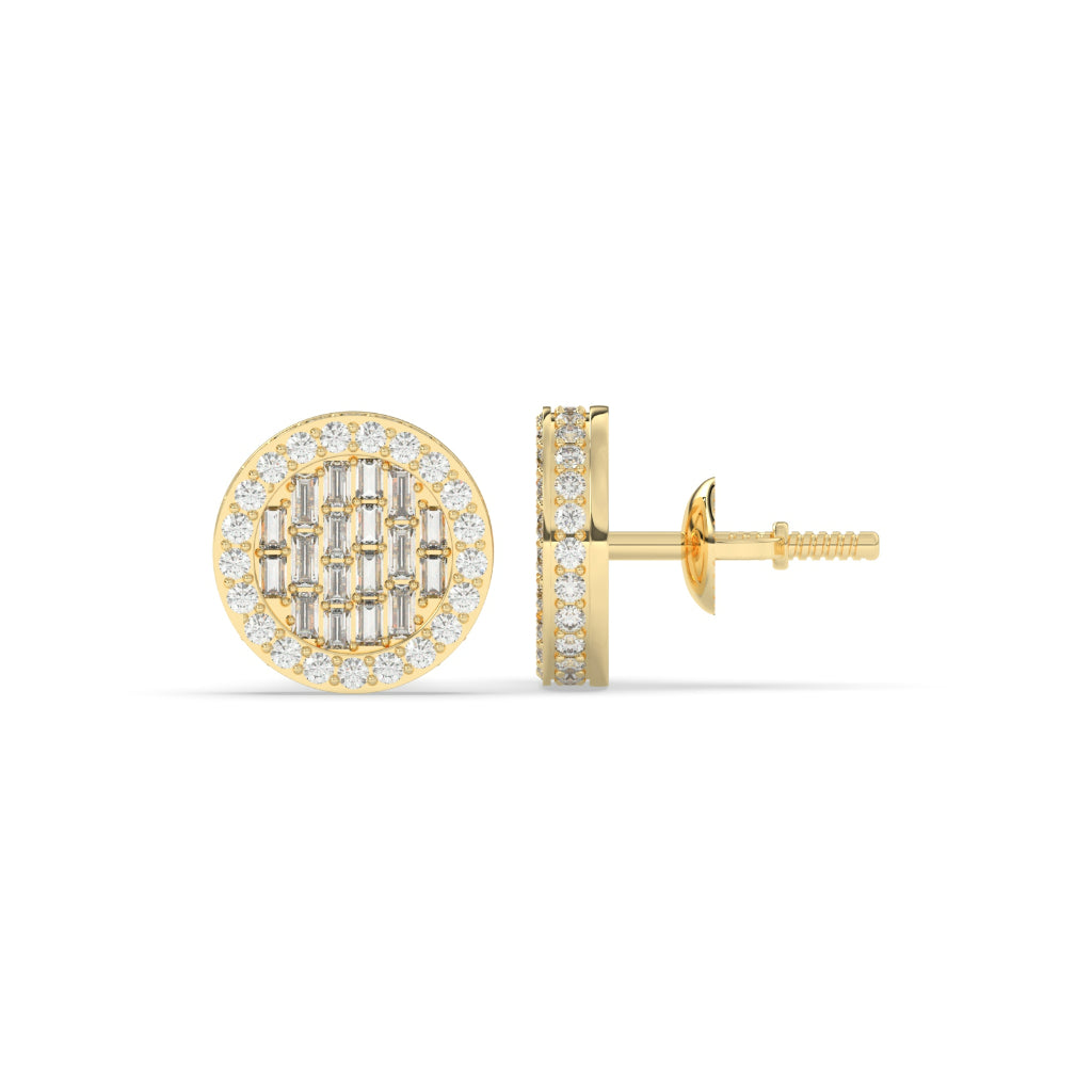 Baguette Cluster Round Rose Studs