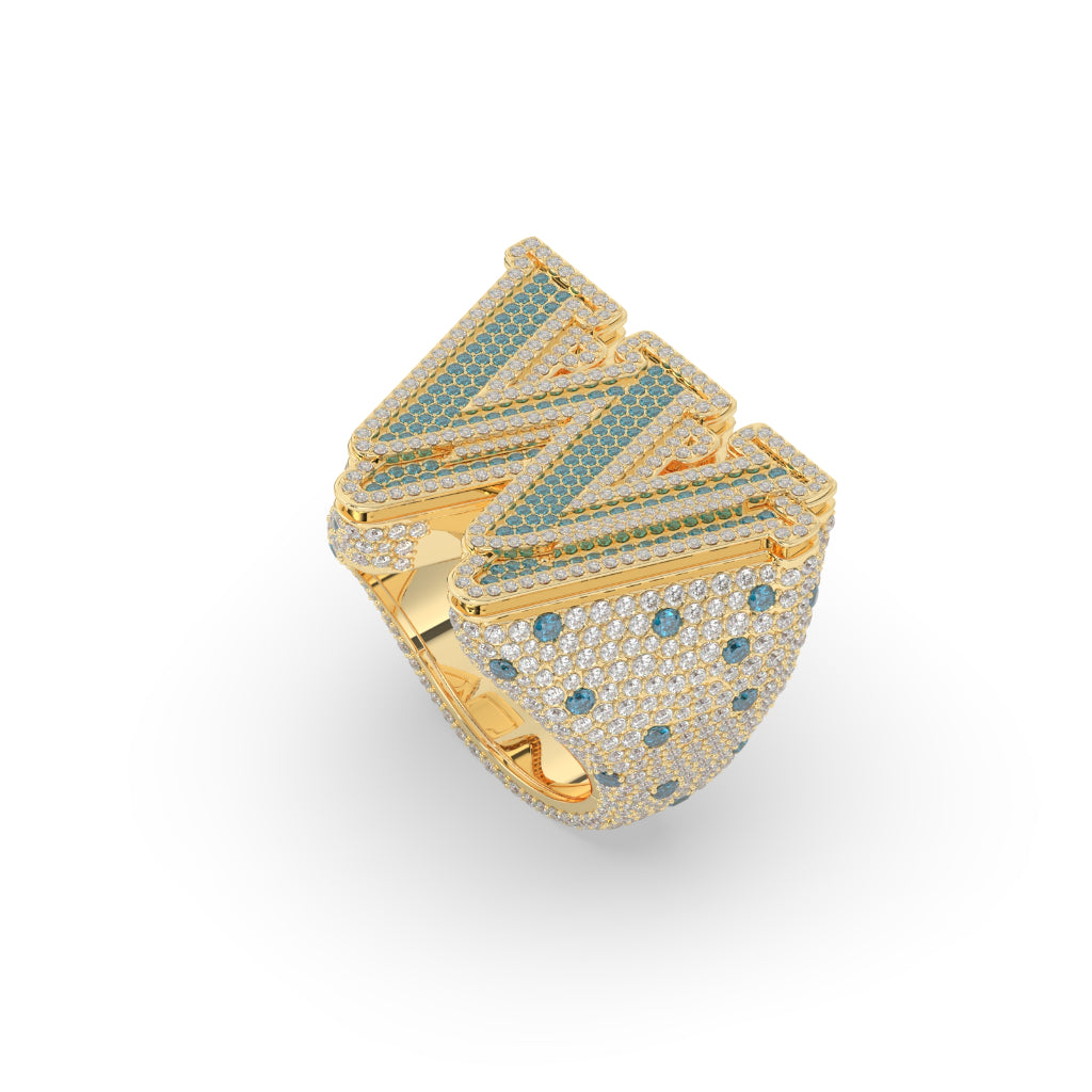Bold Gold W Initial Ring