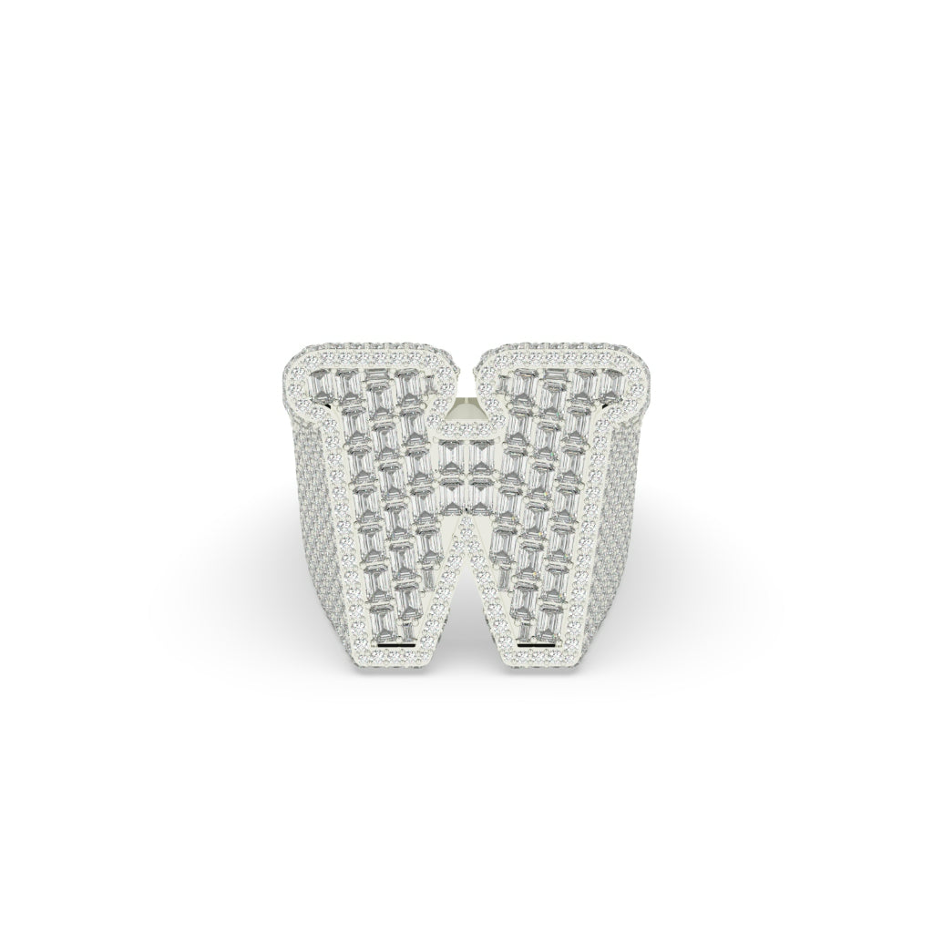 Diamond Encrusted W Gold Ring