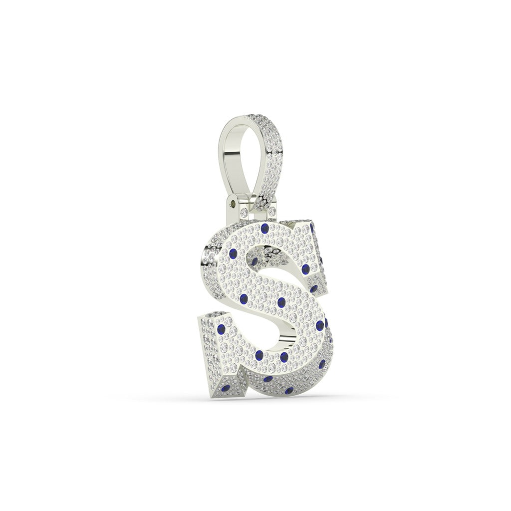 Shiny S Blue Diamond Pendant