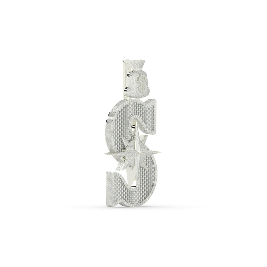 Iced Out Dollar Star Pendant