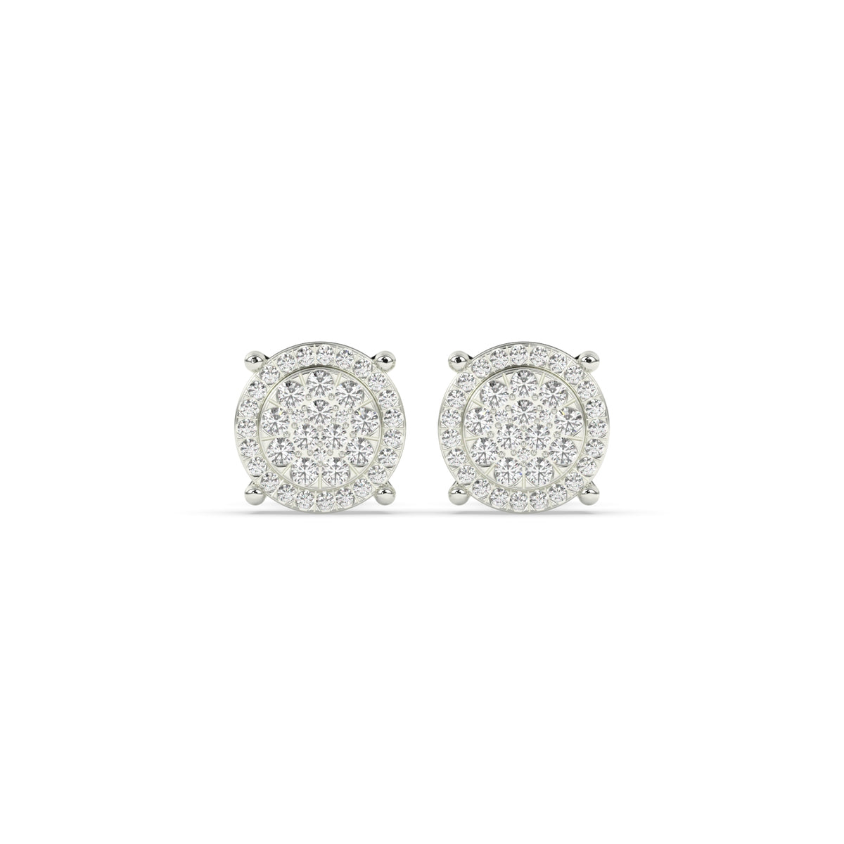 Radiant Circle Diamond Stud Earrings