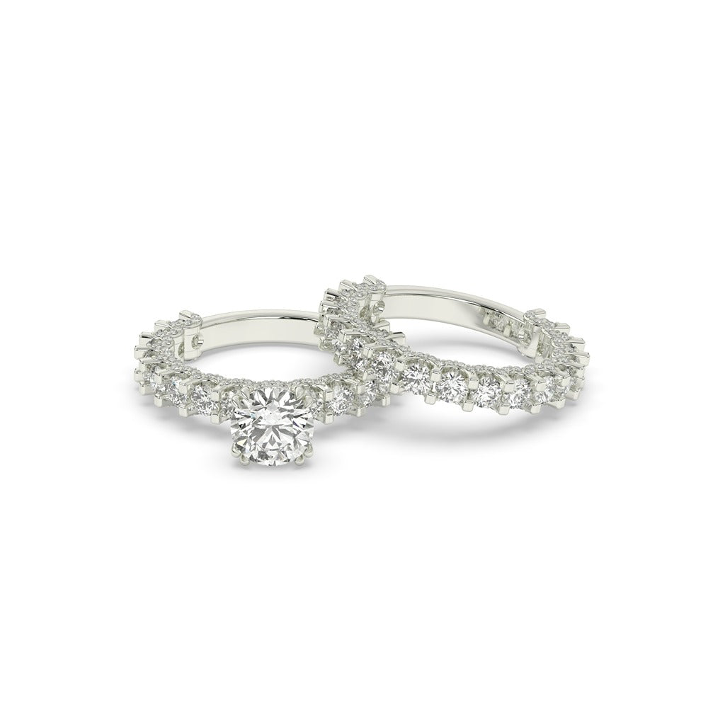 Round Cut Diamond Eternity Bridal Set