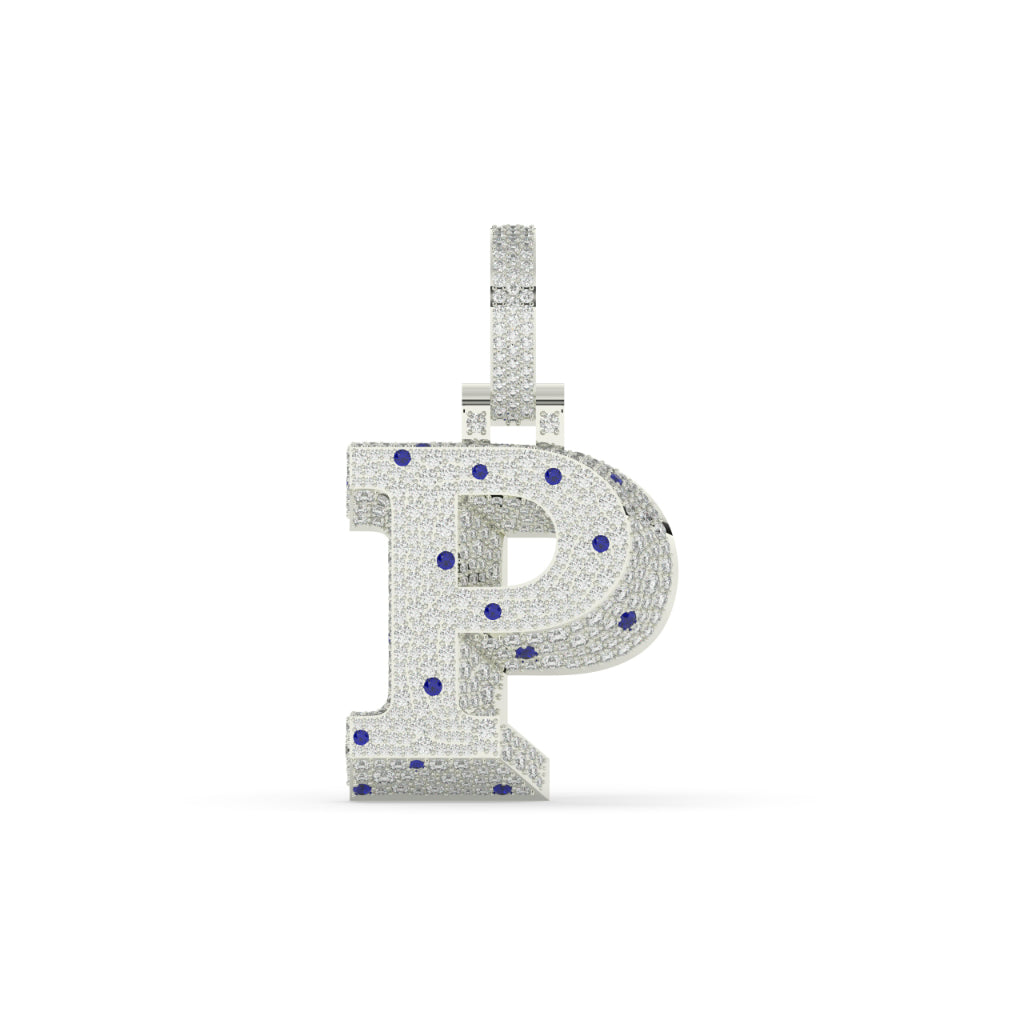 Bold Blue Gem P Pendant