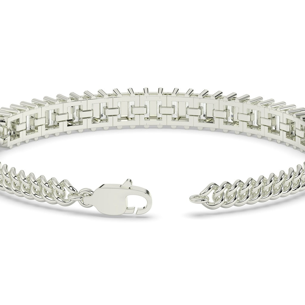 Gold Baguette Diamond Chain Bracelet