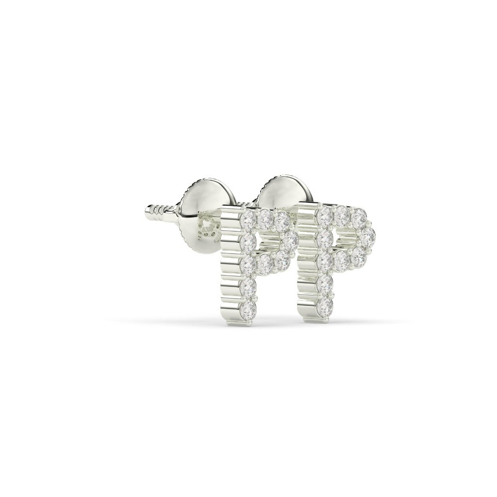 Diamond Letter P Stud Earrings