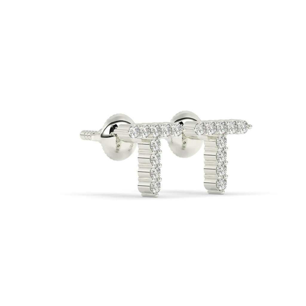 Personalized T Diamond Stud Earrings