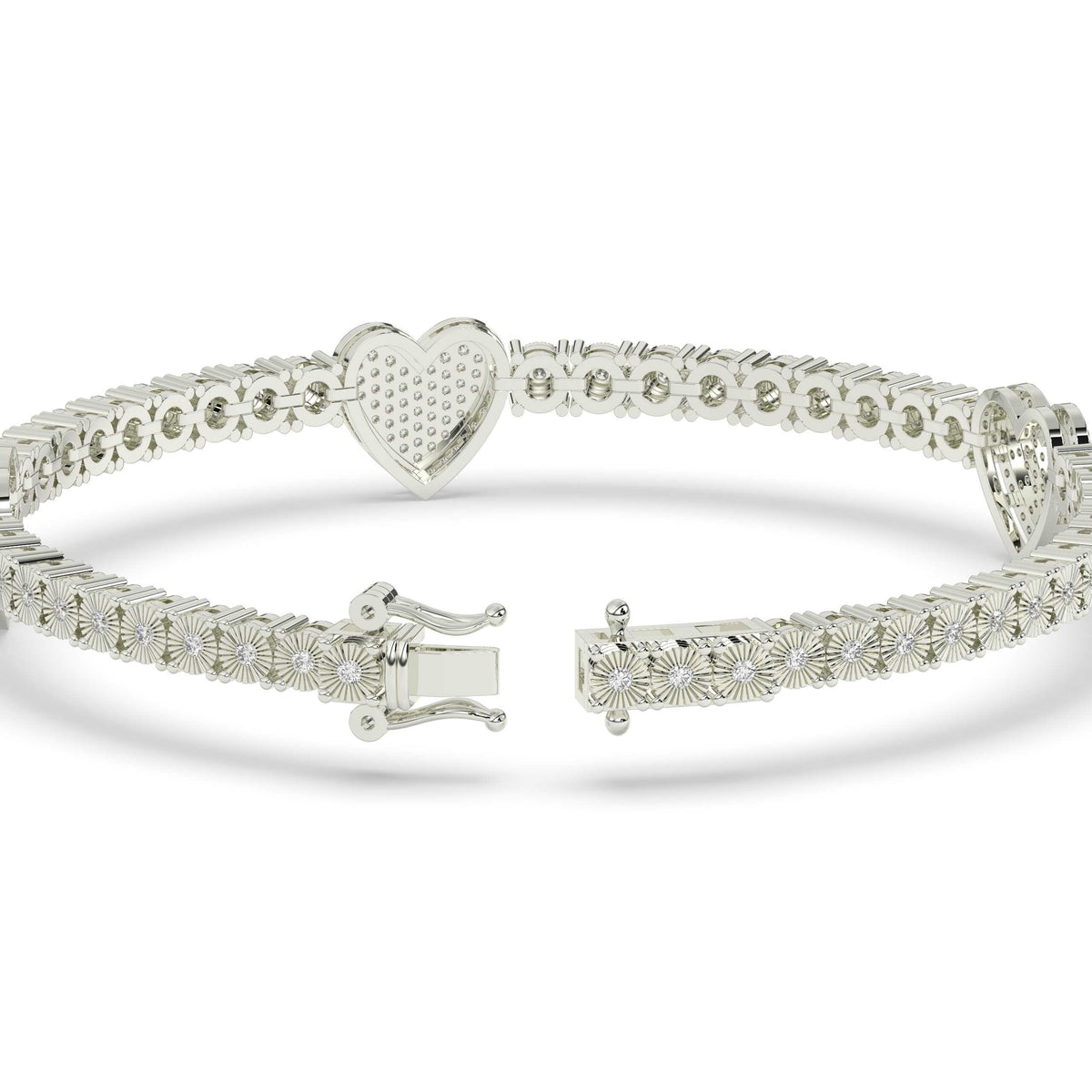 Diamond Heart Love Link Bracelet