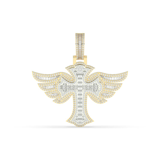 Angel Wings Diamond Cross Pendant