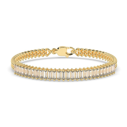 Gold Baguette Diamond Chain Bracelet