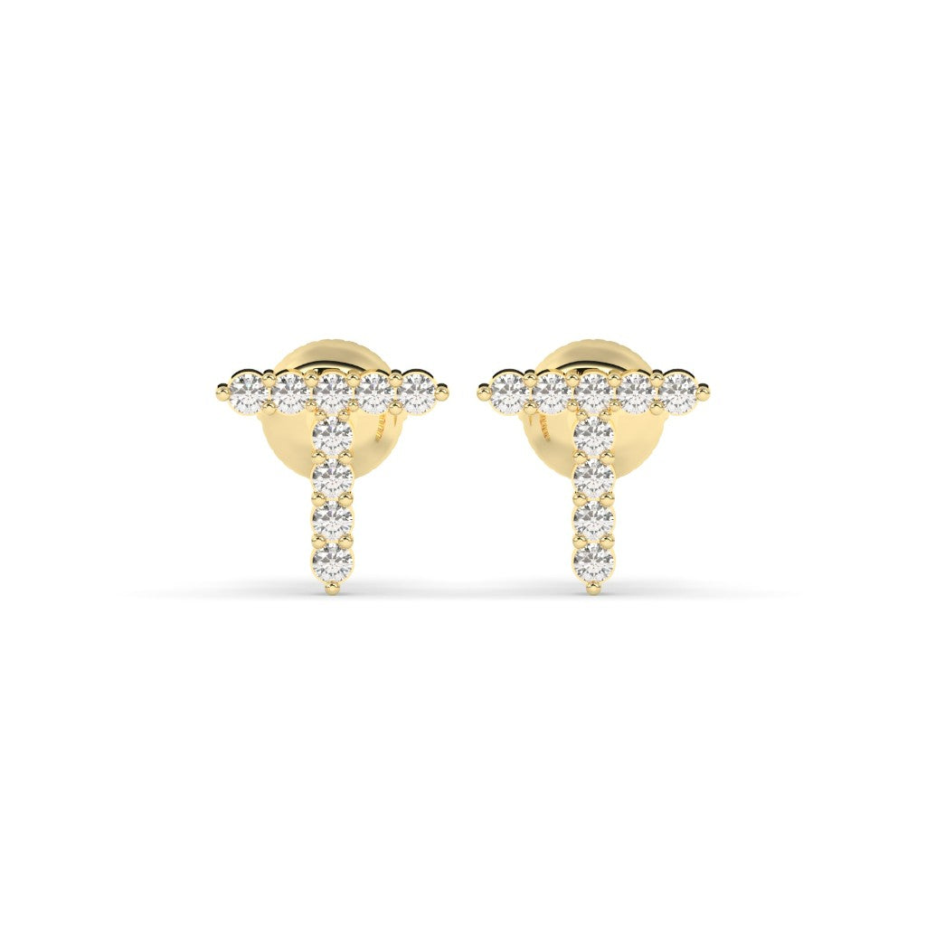 Personalized T Diamond Stud Earrings