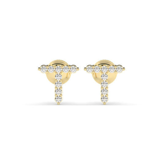 Personalized T Diamond Stud Earrings