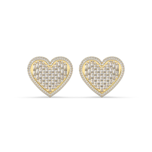 Baguette Love Heart Stud Earrings