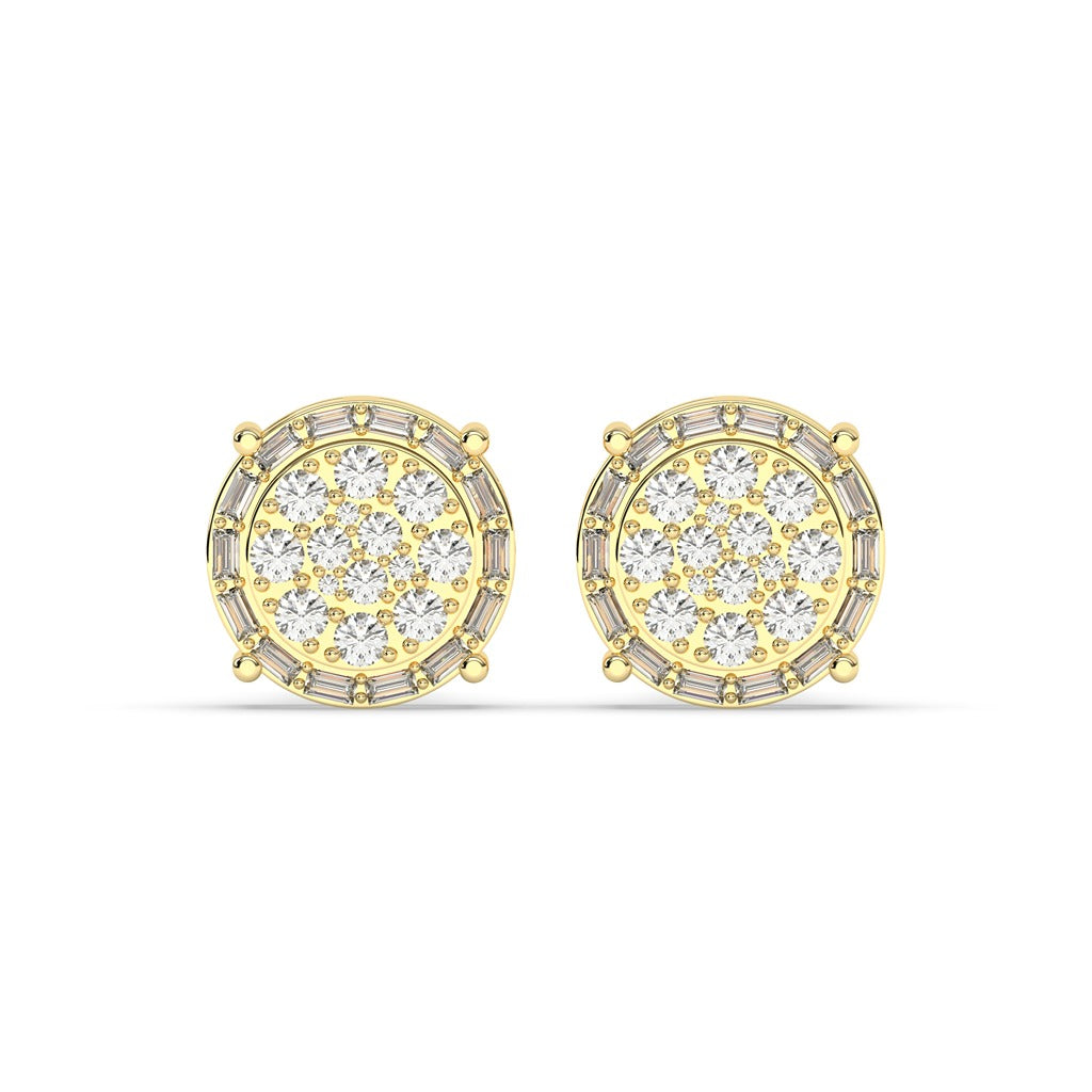 Baguette Border Diamond Studs