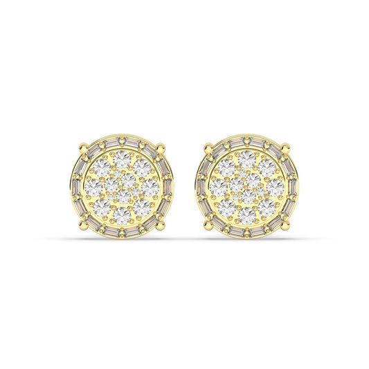 Baguette Border Diamond Studs
