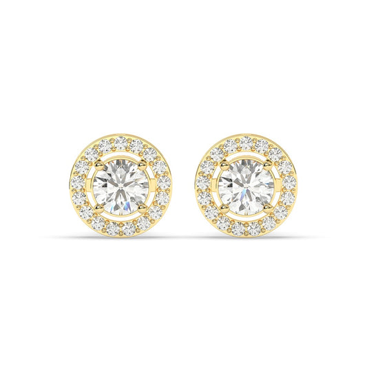 Gold Halo Circle Diamond Earrings