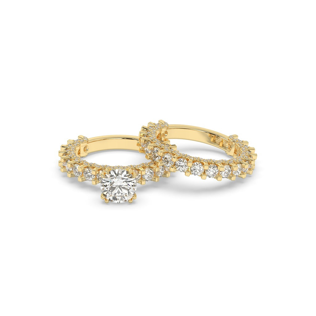 Round Cut Diamond Eternity Bridal Set