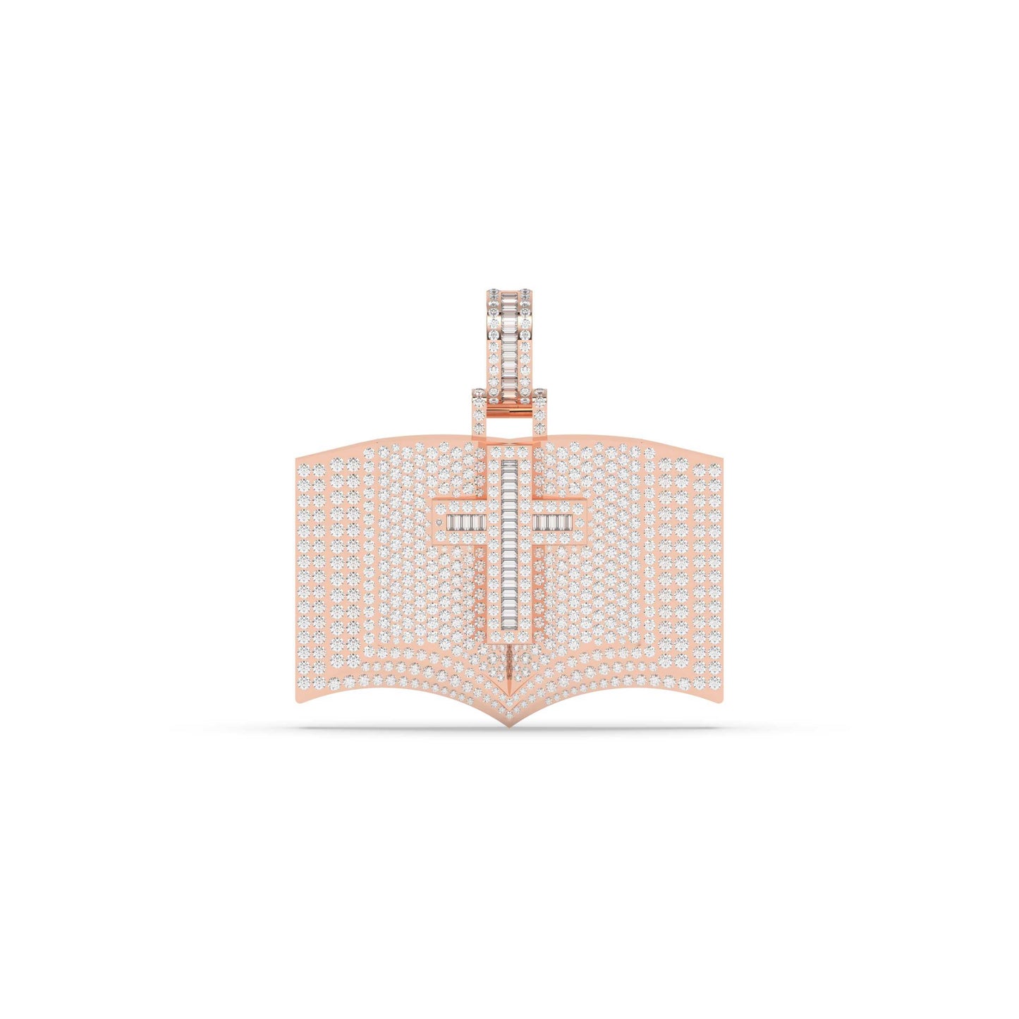 Iced Bible Cross Gold Pendant