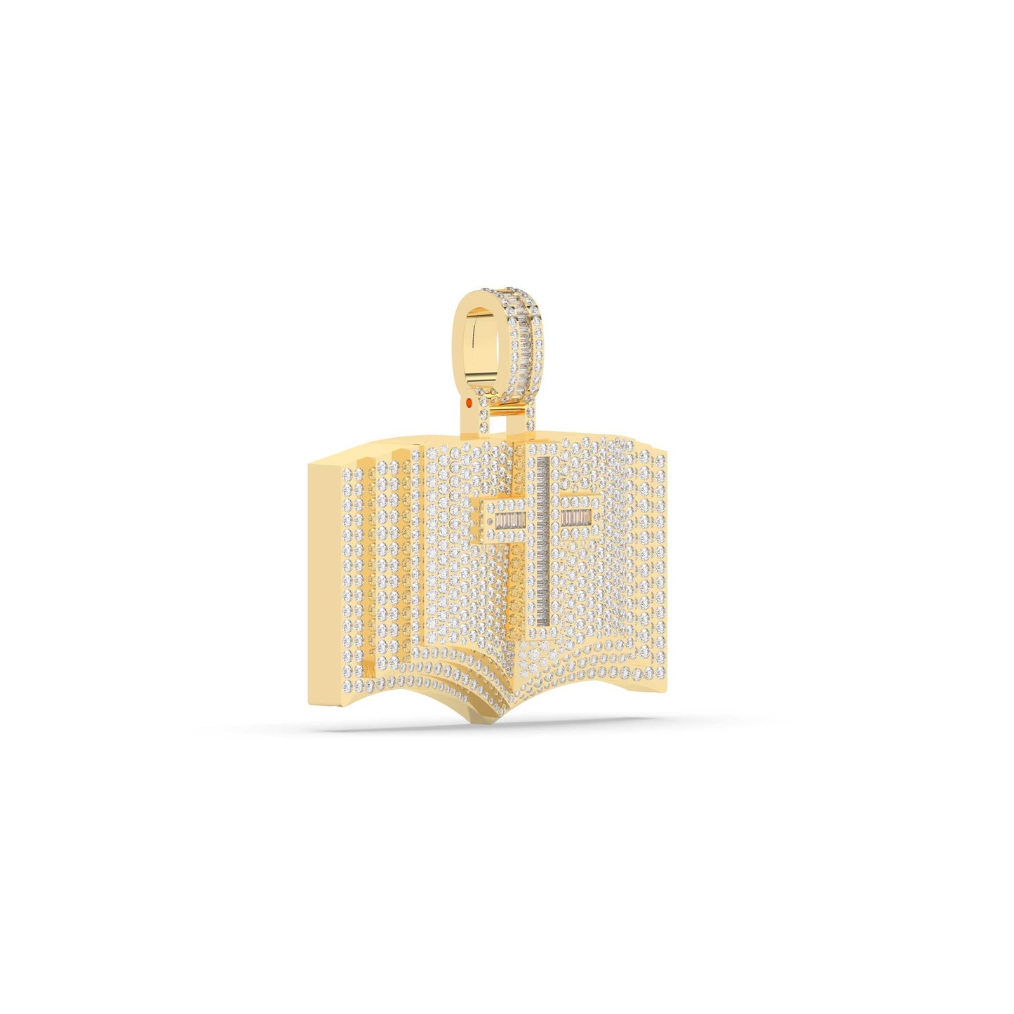 Iced Bible Cross Gold Pendant