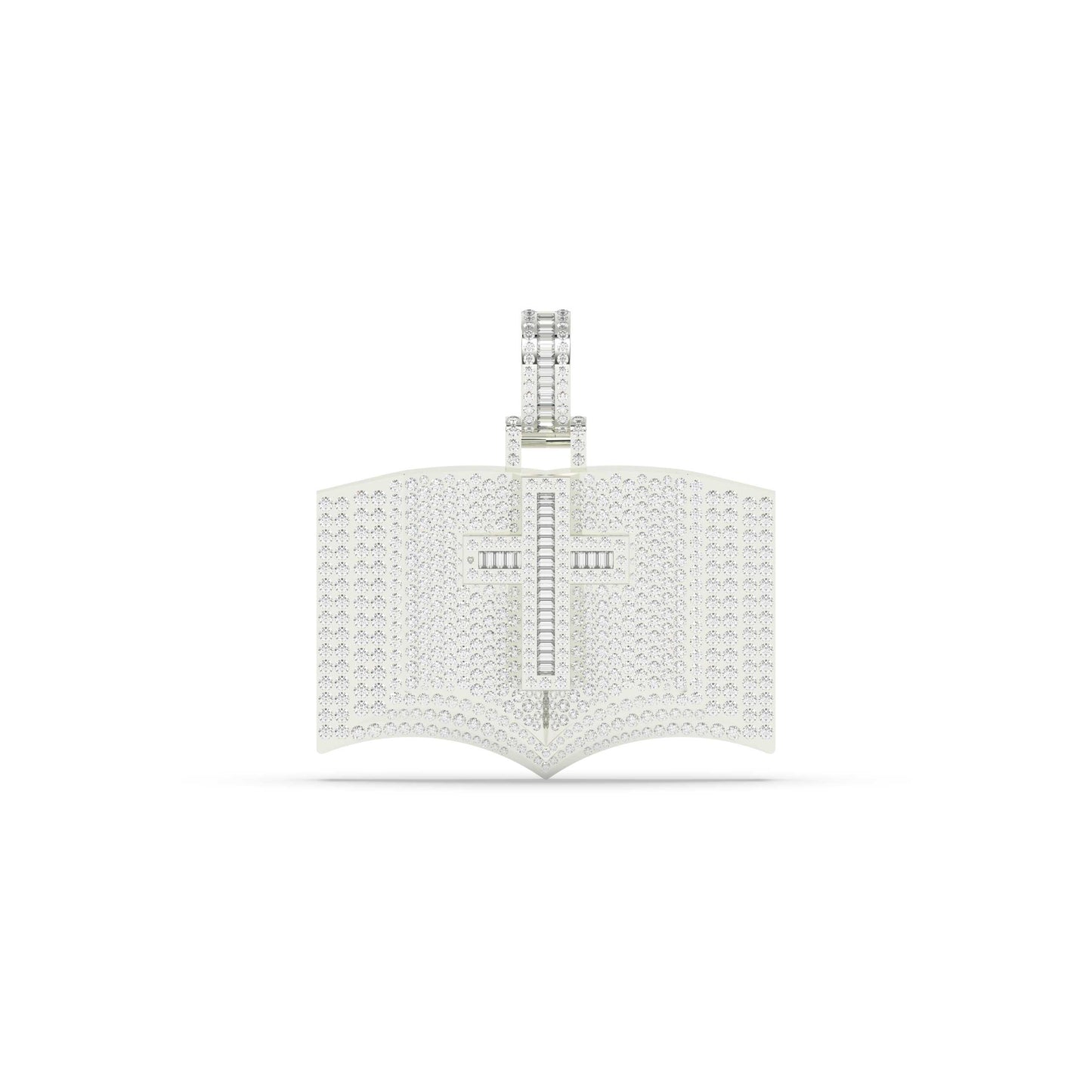 Iced Bible Cross Gold Pendant