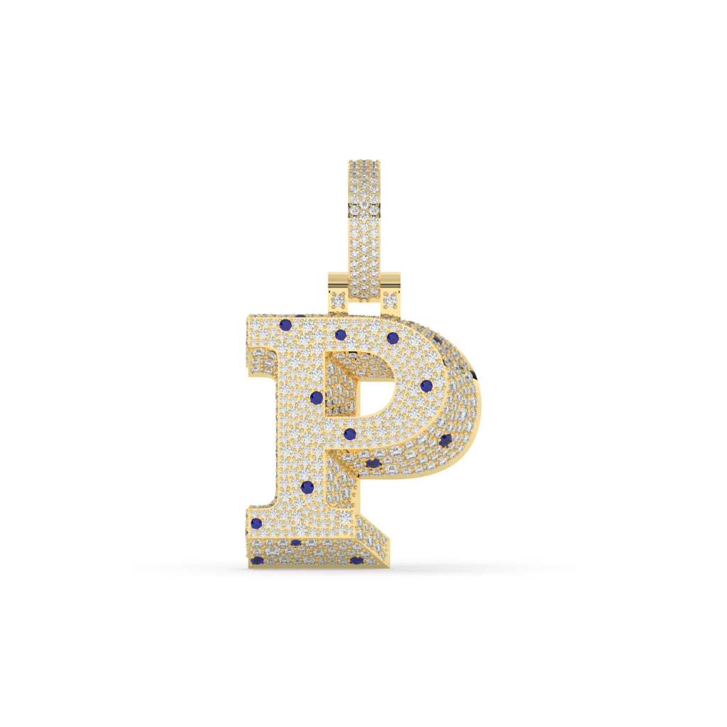 Bold Blue Gem P Pendant
