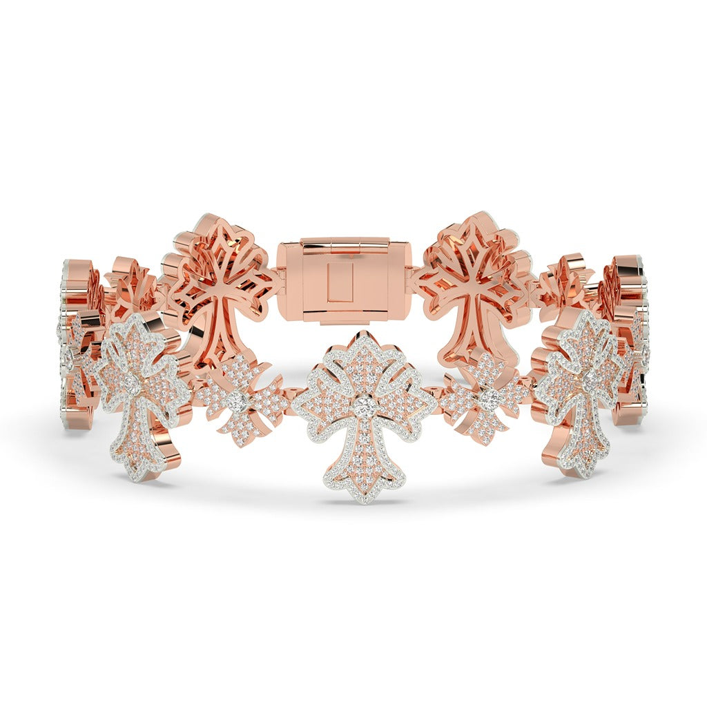 Royal Bloom Pavé Cross Bracelet