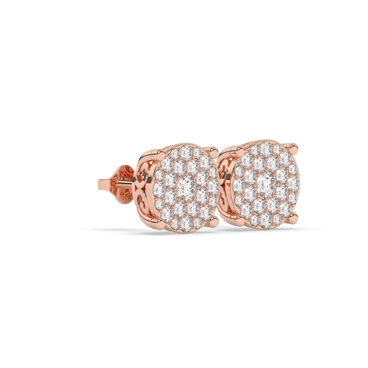 Gold Pavé Cluster Stud Earrings
