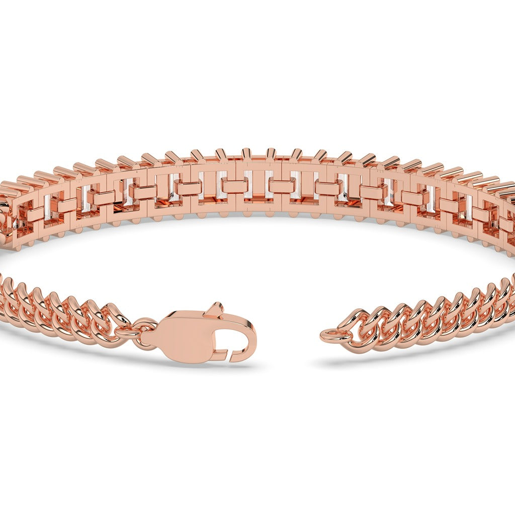 Gold Baguette Diamond Chain Bracelet