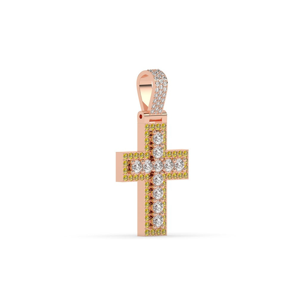 Bold Round Diamond Cross Pendant