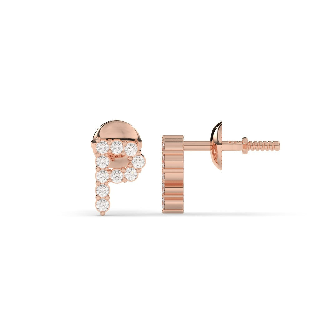Diamond Letter P Stud Earrings
