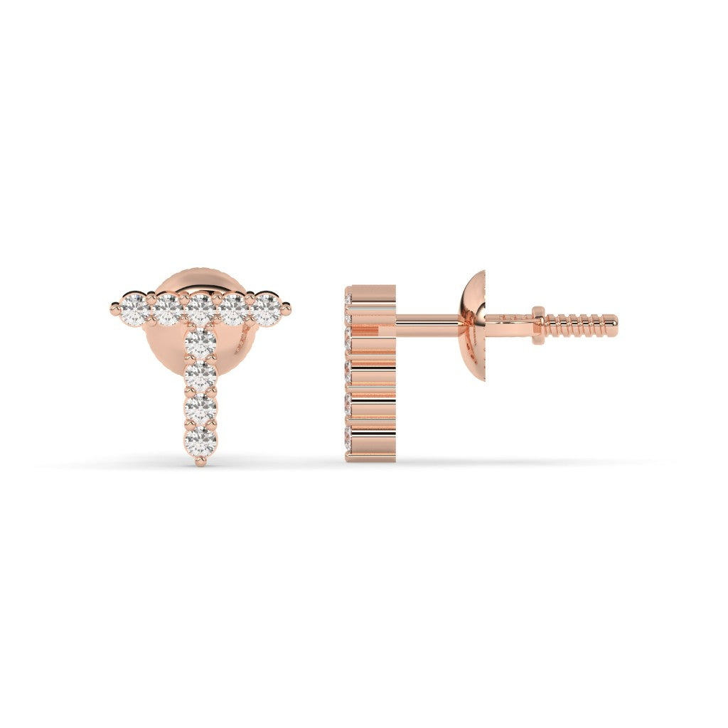 Personalized T Diamond Stud Earrings