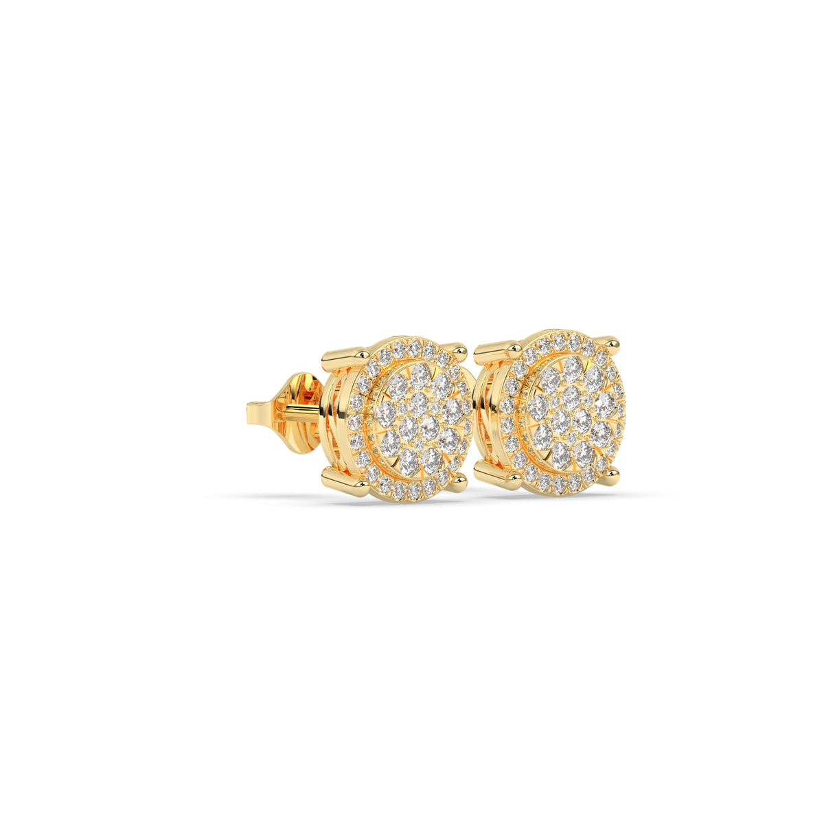 Radiant Circle Diamond Stud Earrings