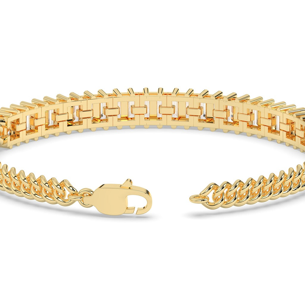 Gold Baguette Diamond Chain Bracelet