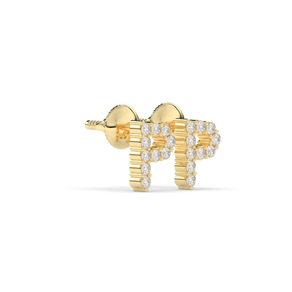 Diamond Letter P Stud Earrings