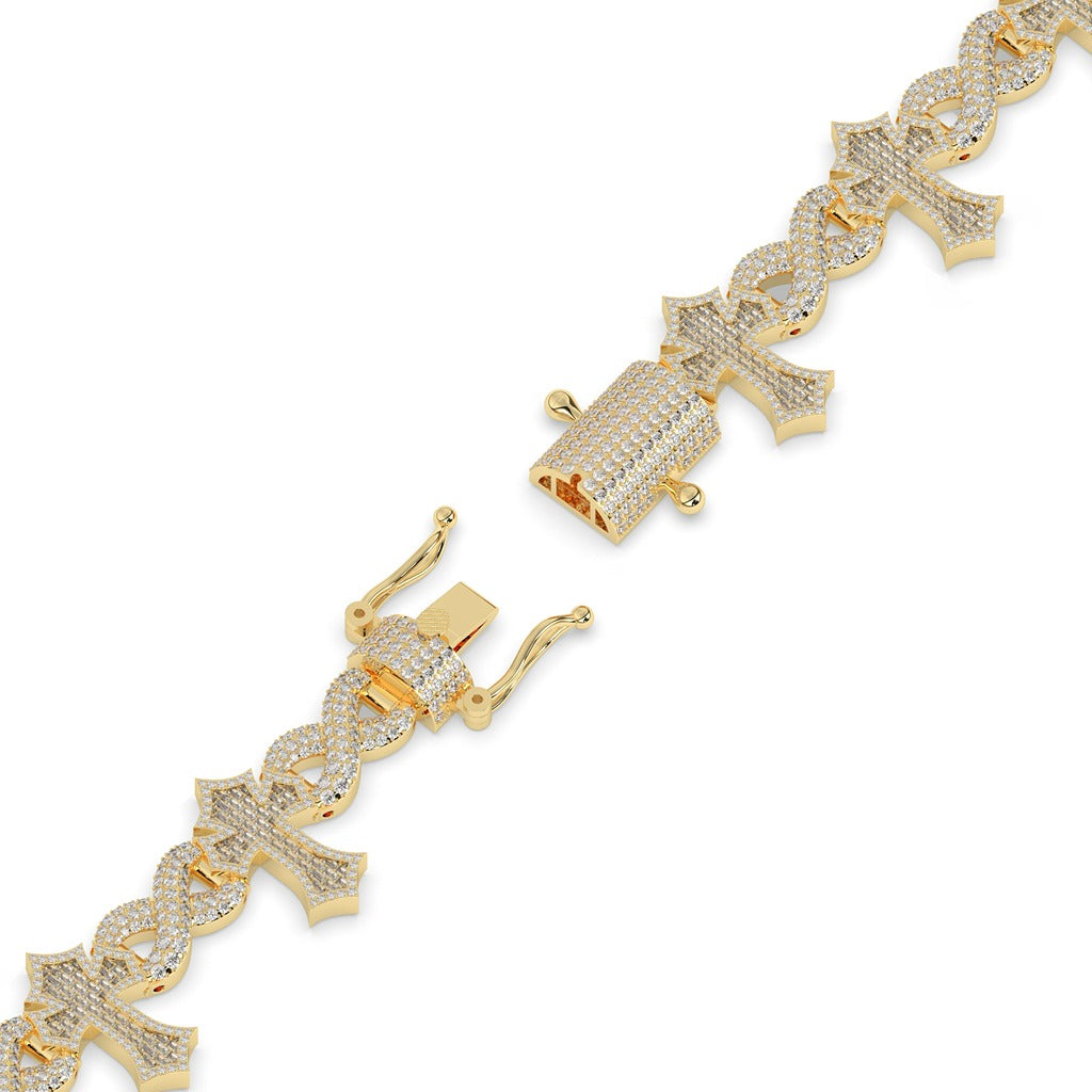 Infinity Cross Gold Diamond Bracelet