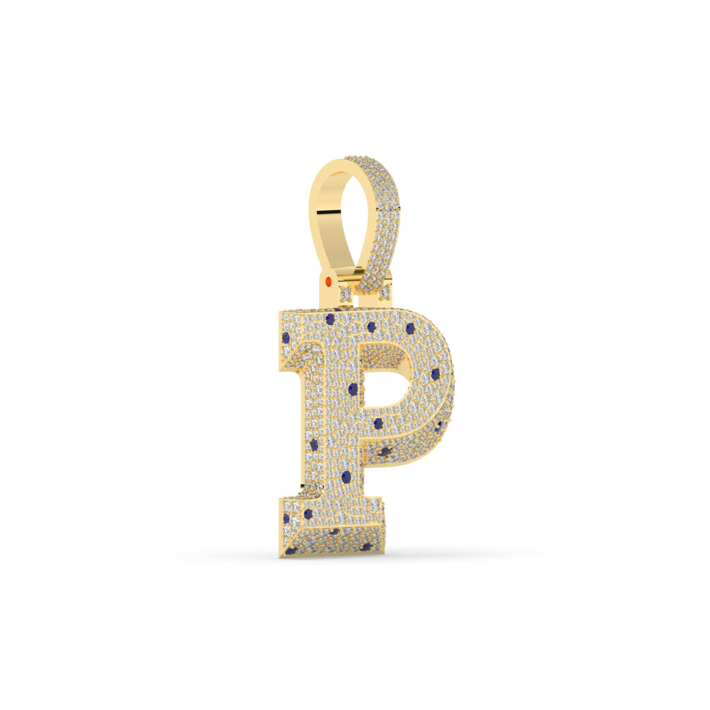 Bold Blue Gem P Pendant