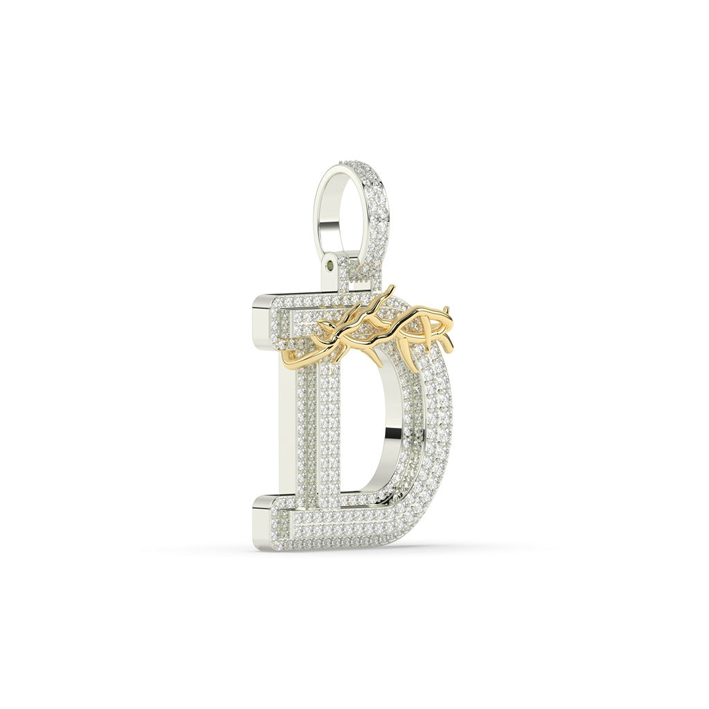 Thorn Wrapped Diamond D Charm