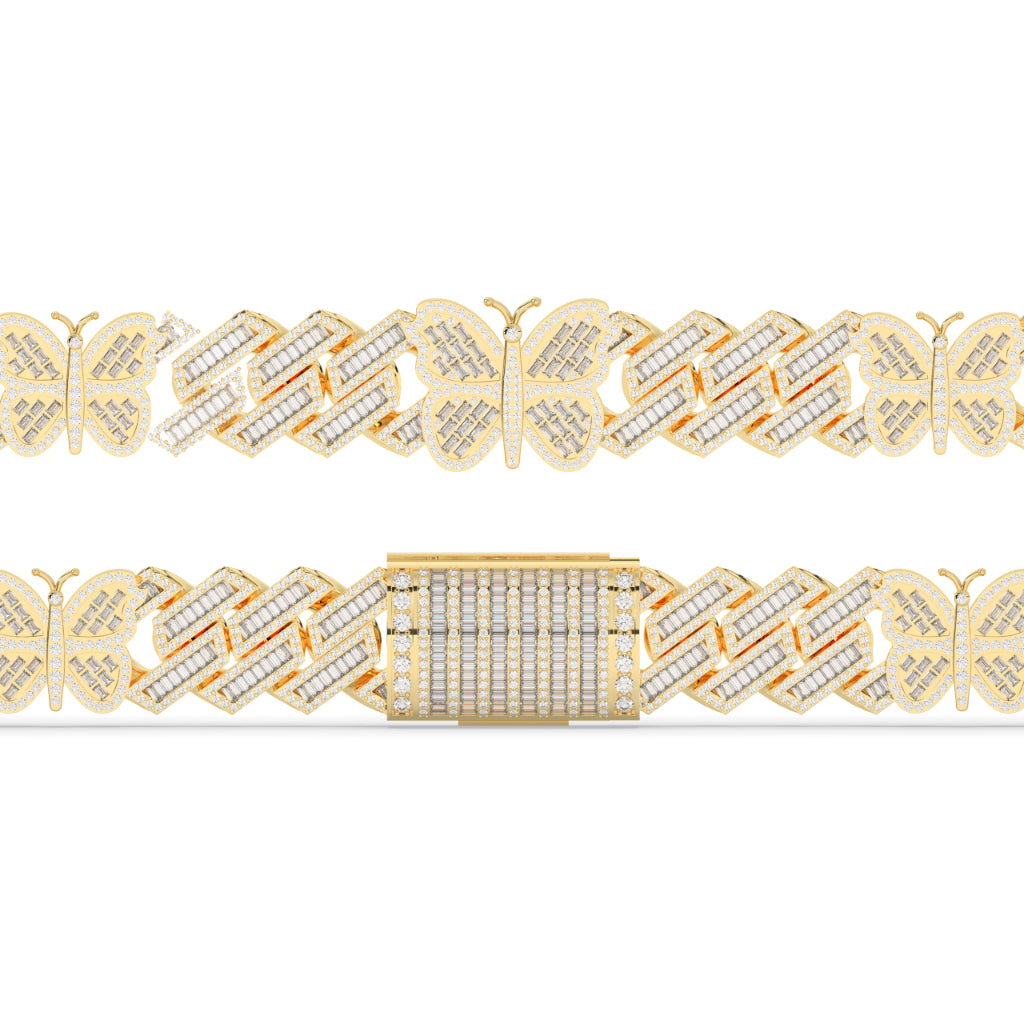 Butterfly Baguette Cuban Link Bracelet