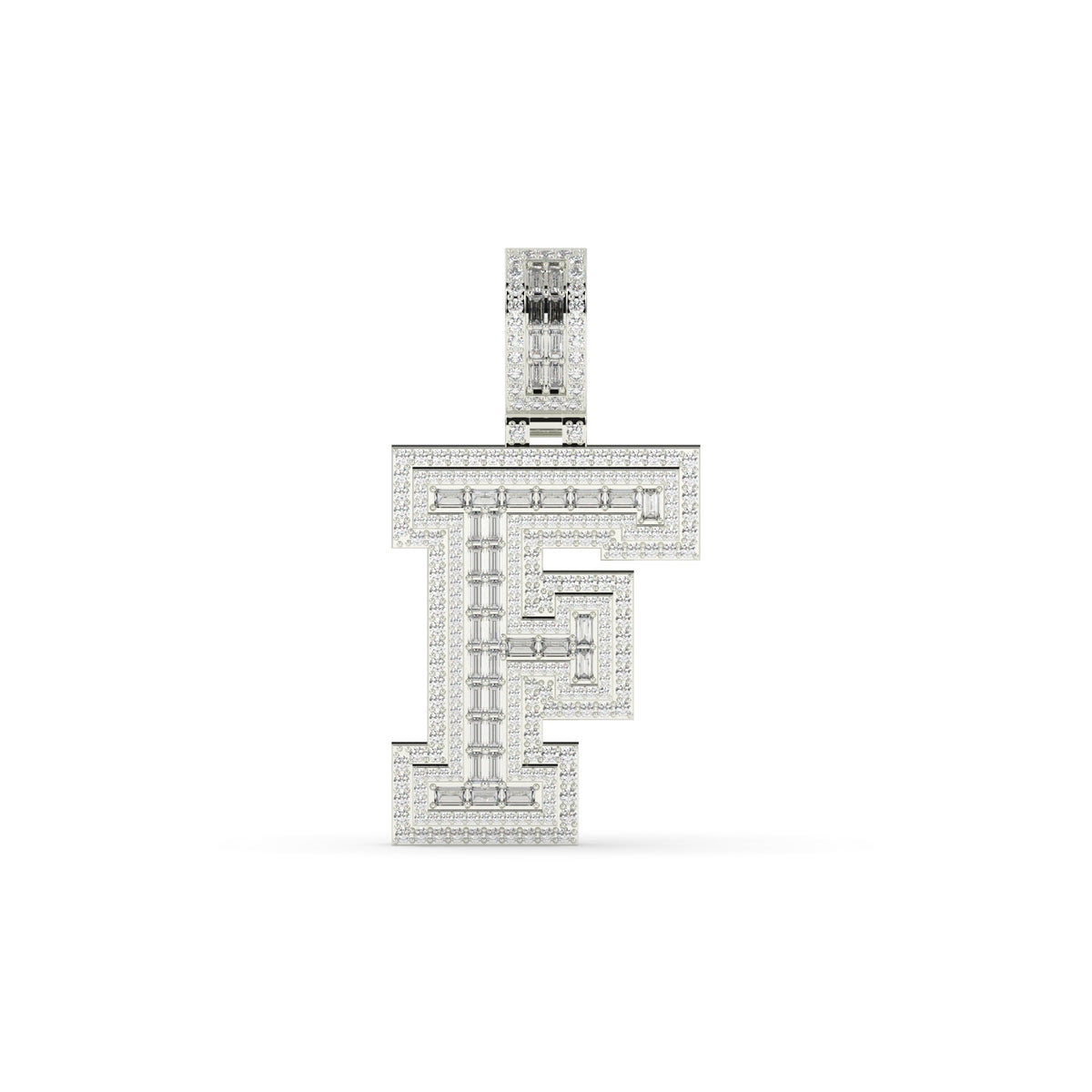 F Shaped Iced Out Pendant