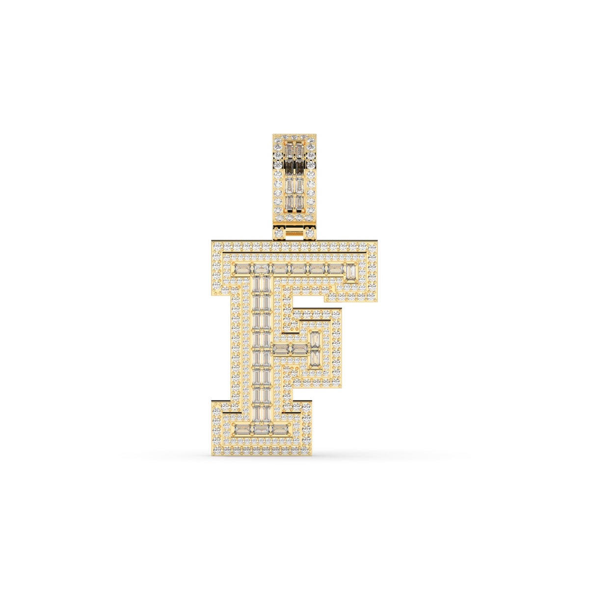 F Shaped Iced Out Pendant