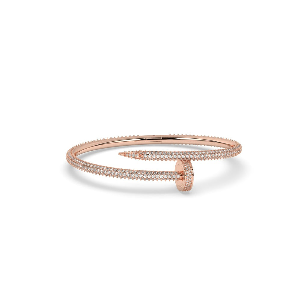 Elegant Diamond Nail Bangle Bracelet