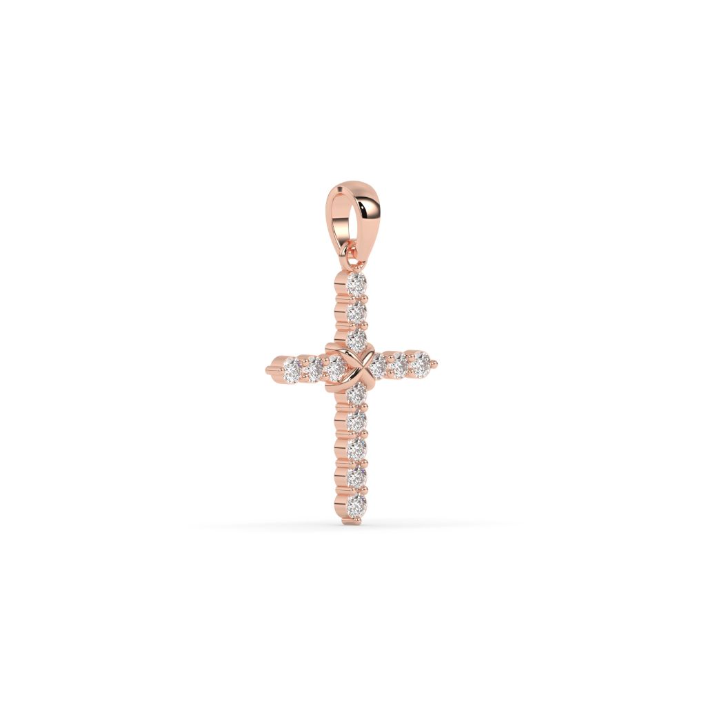 Radiant Gold Diamond Cross Pendant