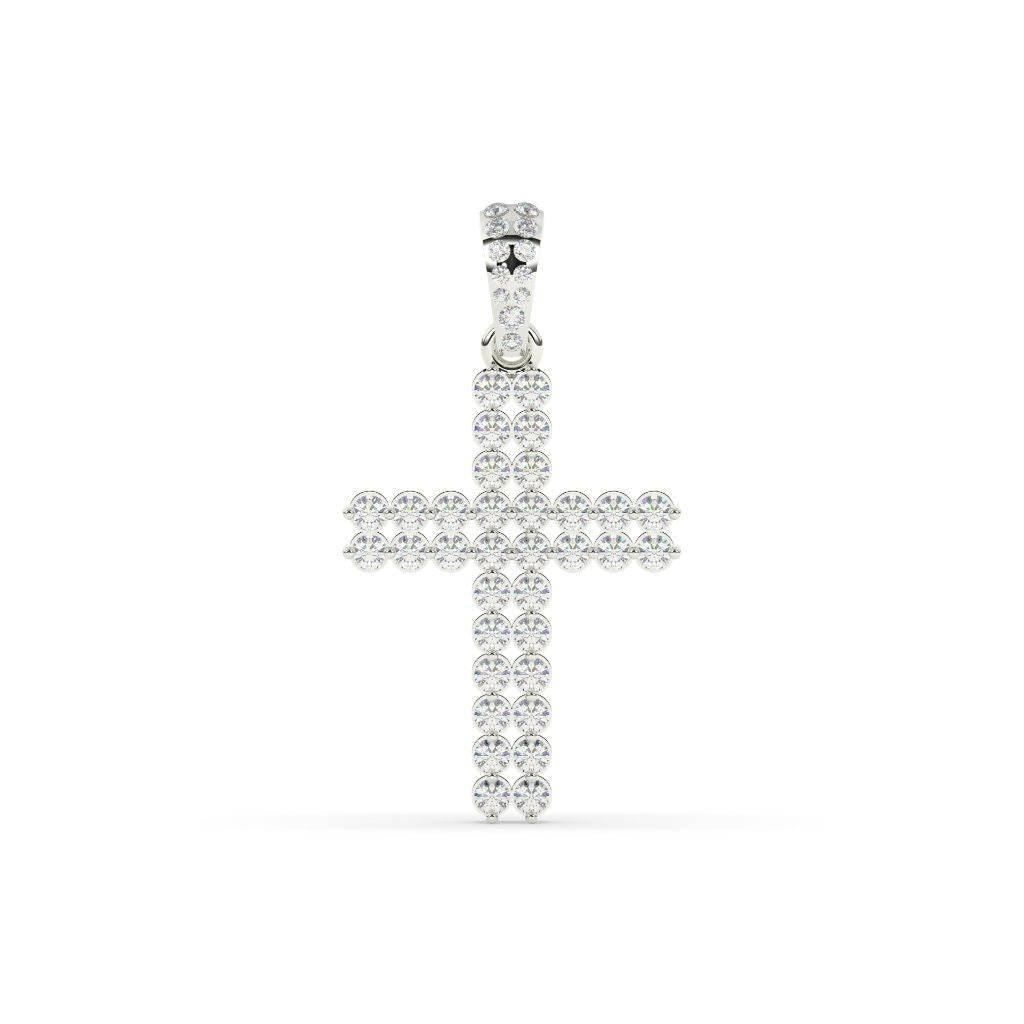 Double Row Diamond Cross Pendant