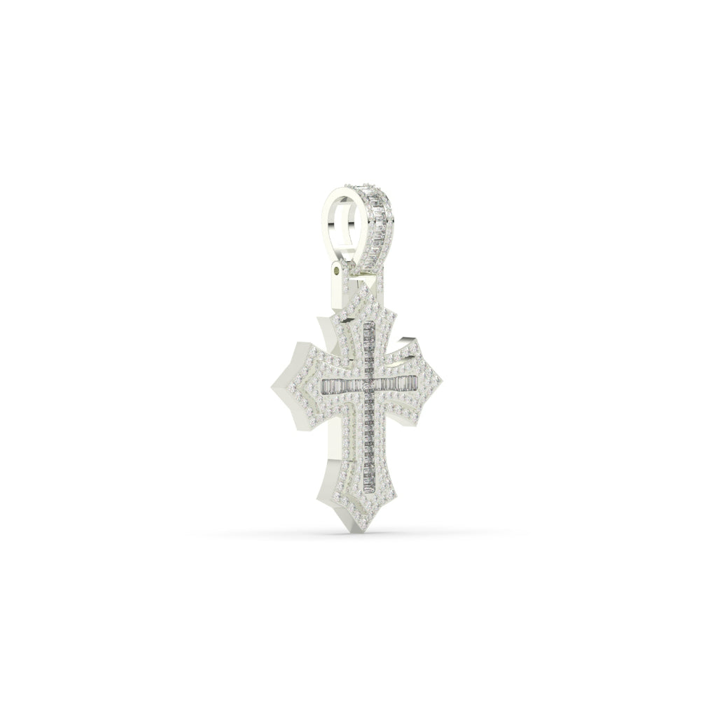Bold Baguette Cross Gold Pendant