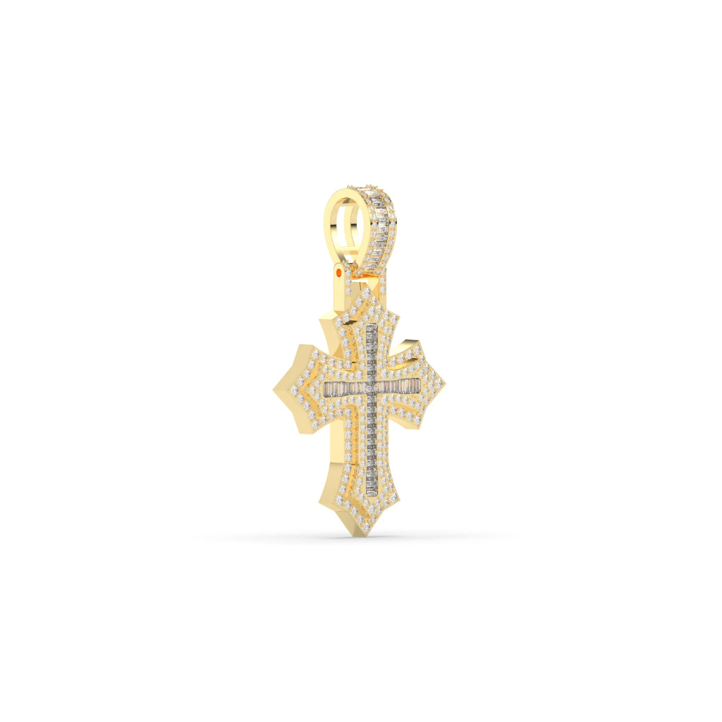 Bold Baguette Cross Gold Pendant