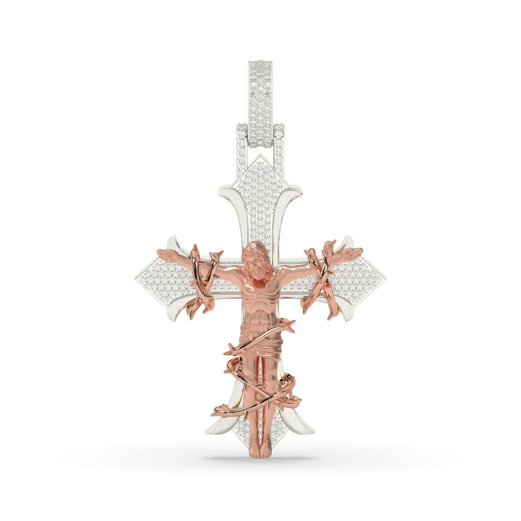 Diamond Jesus Cross Pendant Charm