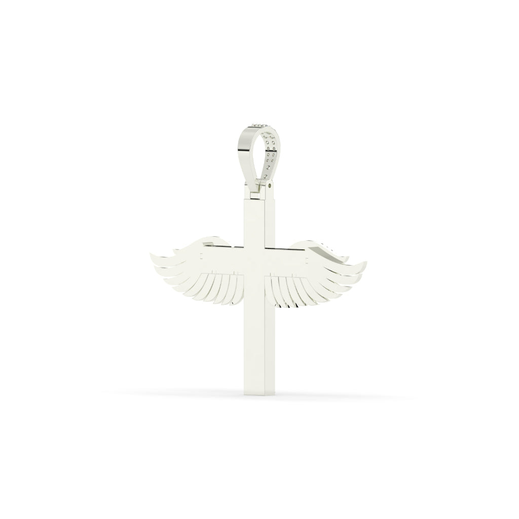 Diamond Cross With Angel Wings