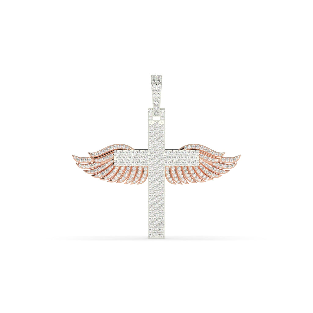 Diamond Cross With Angel Wings