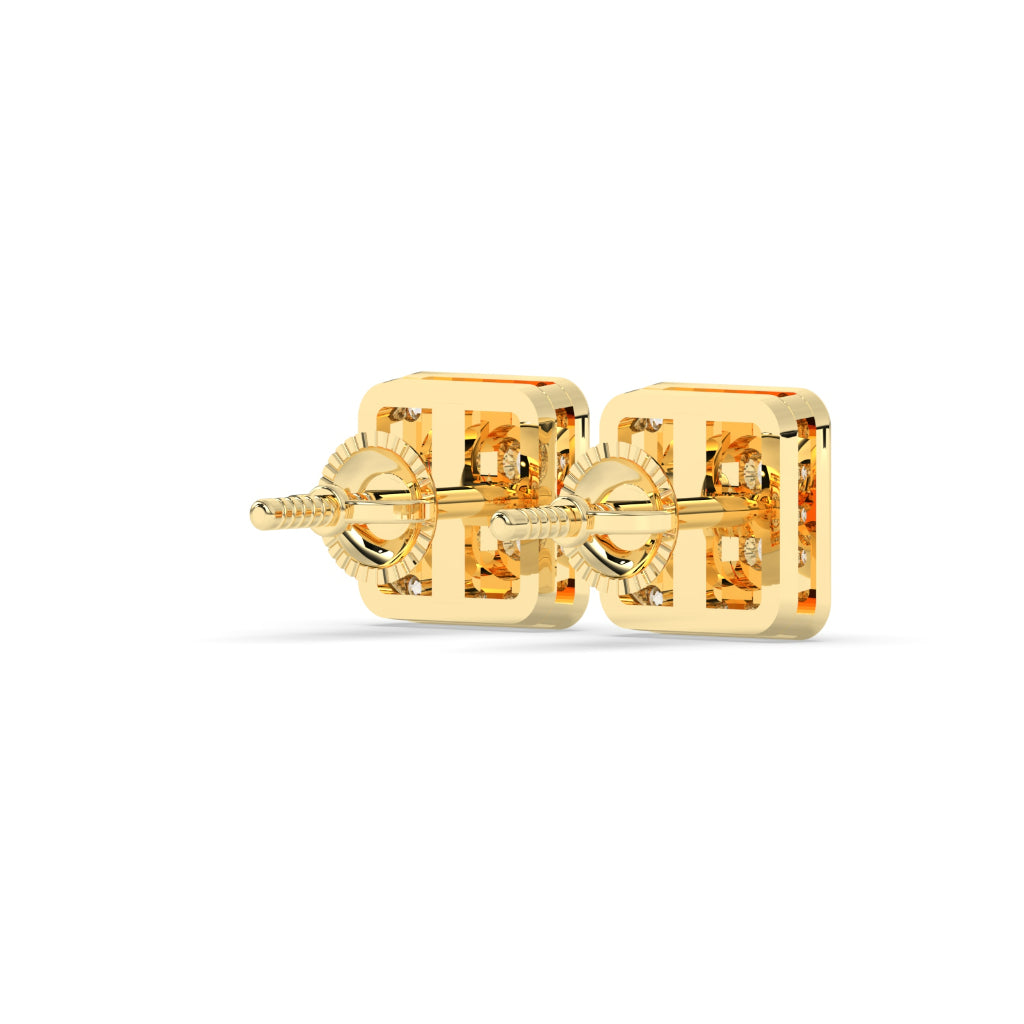 Square Cluster Diamond Stud Earrings