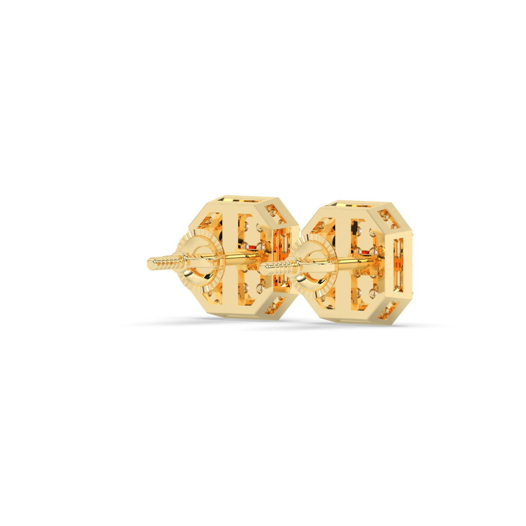 Octagon Baguette Cluster Stud Earrings